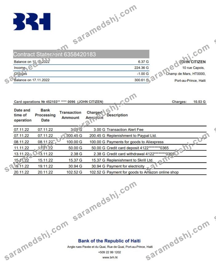 Haiti BRH bank statement xls